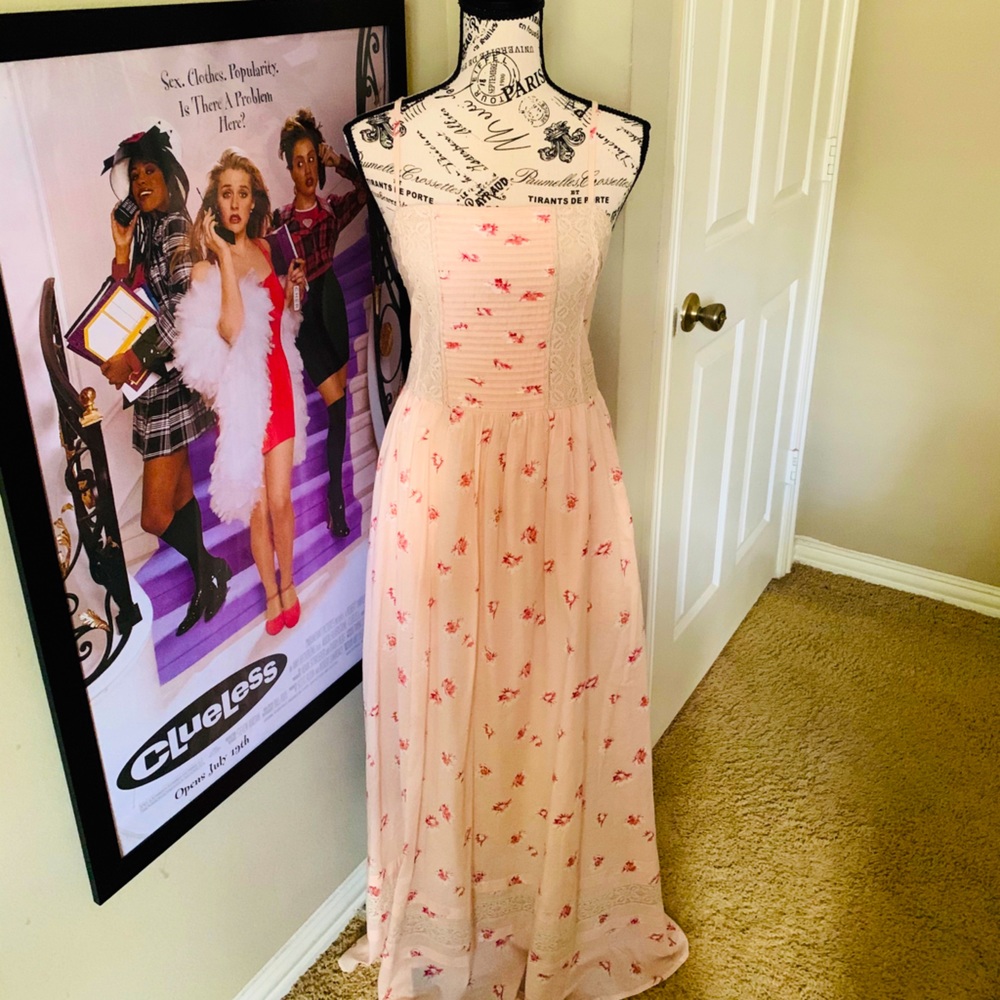 Abercrombie & Fitch soft pink maxi dress.